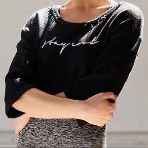 FREE PEOPLE BLACK PULLOVER MOVEMENT CROP TOP